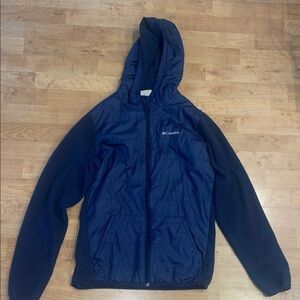 Columbia Dark Blue Hooded Fleece and Nylon Jacket